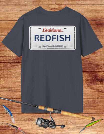 Louisiana Redfish License Plate Tee