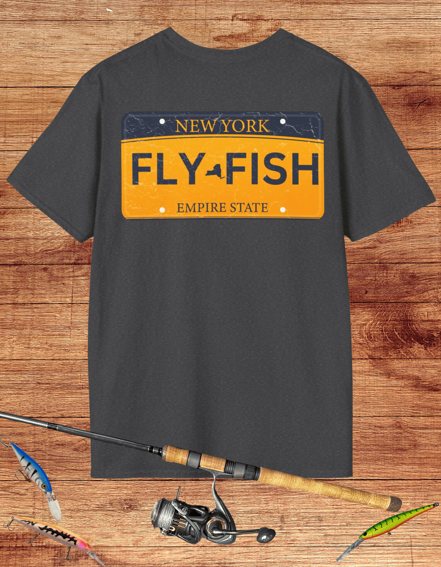 New York Fly Fish License Plate Tee