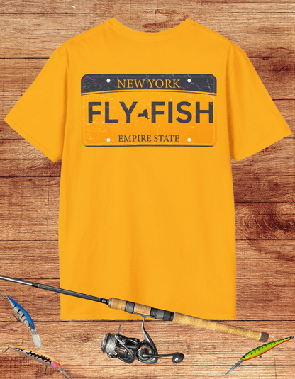 New York Fly Fish License Plate Tee