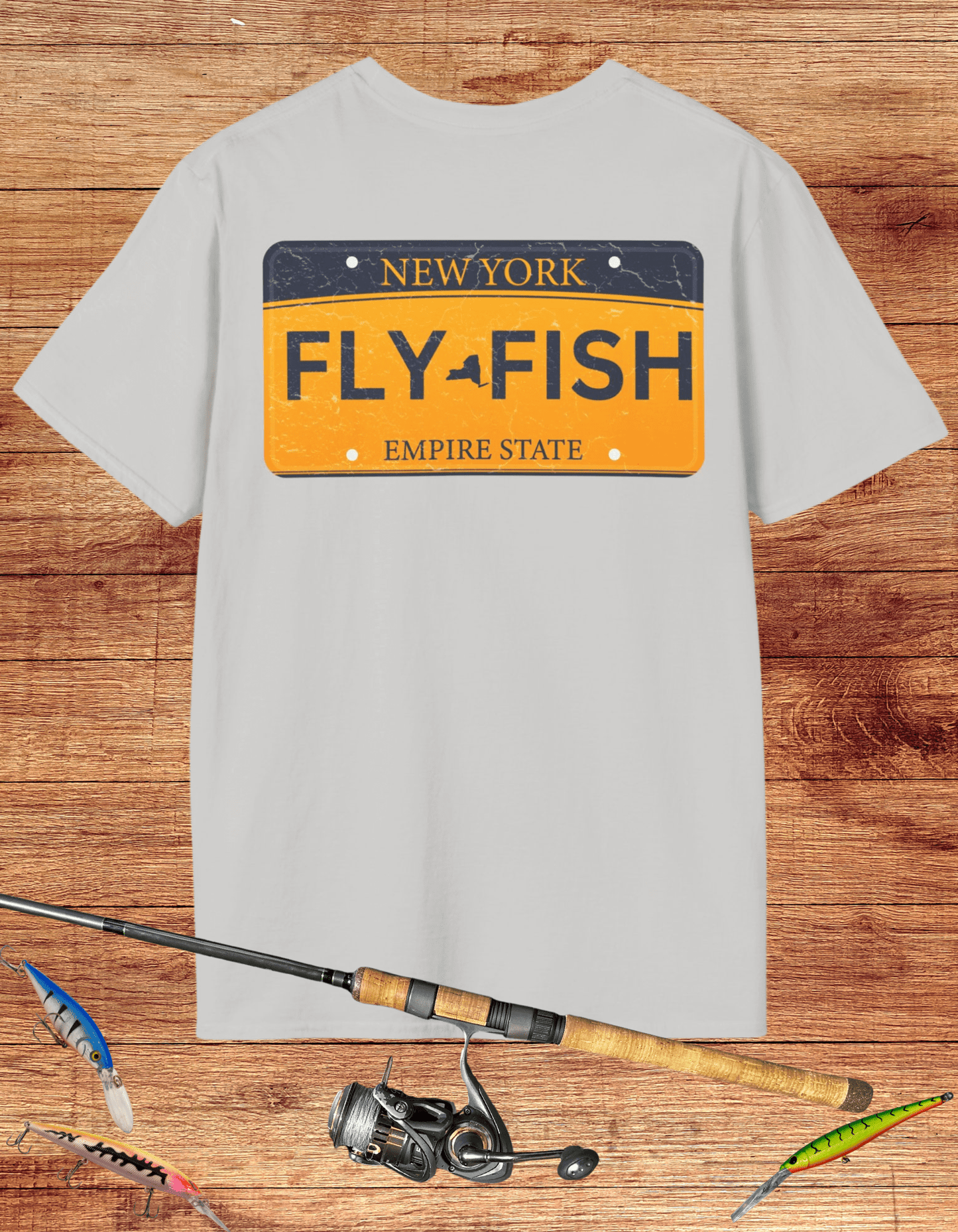 New York Fly Fish License Plate Tee