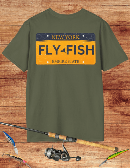 New York Fly Fish License Plate Tee