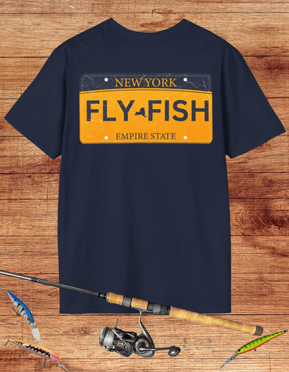 New York Fly Fish License Plate Tee