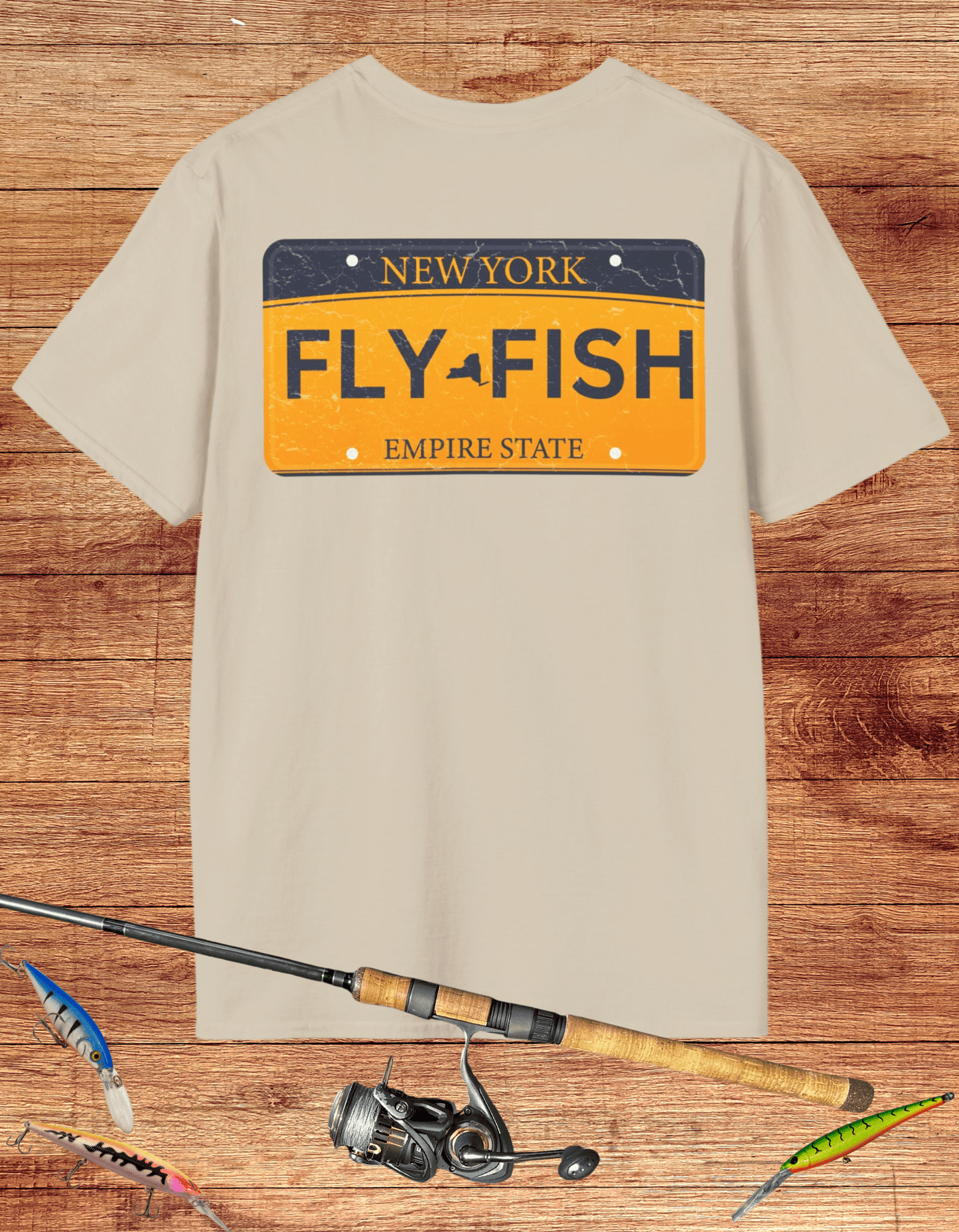 New York Fly Fish License Plate Tee